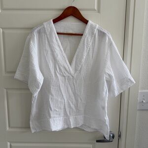 Faherty Organic Cotton Short Sleeve Blouse